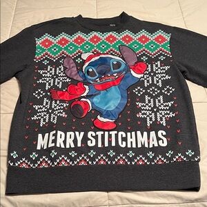 Disney Merry Stitchmas Sweater - Gray - Adult Small